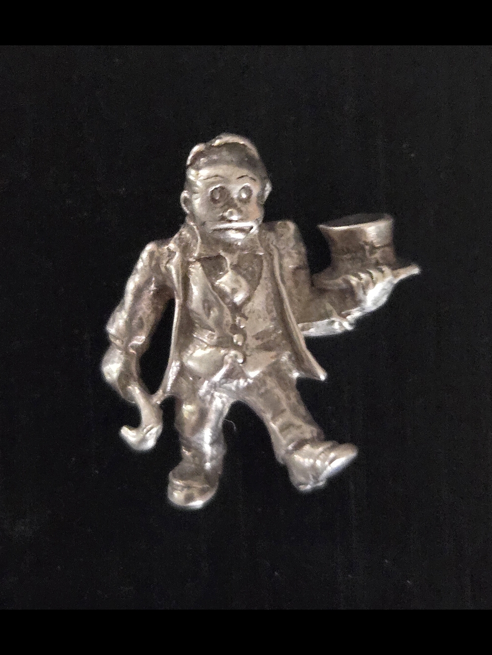 Vintage Sterling Silver Gentleman With Clown Mask & Top Hat Charm